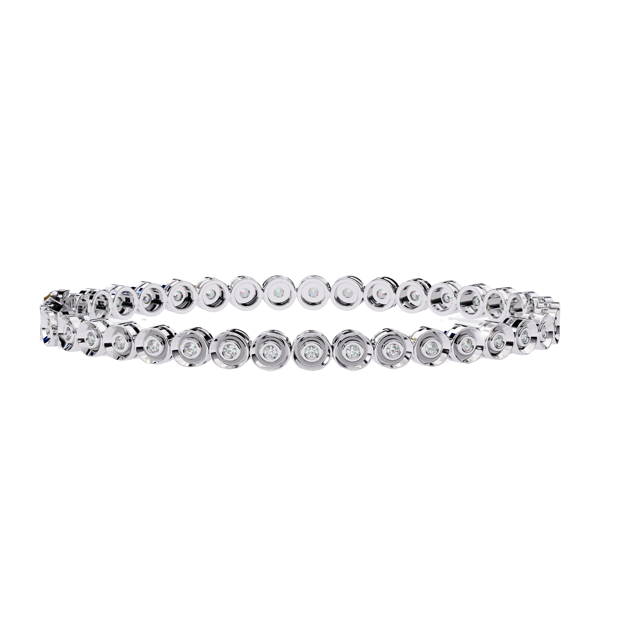 Golden Halo Bezel-Set Diamond Tennis Bracelet
